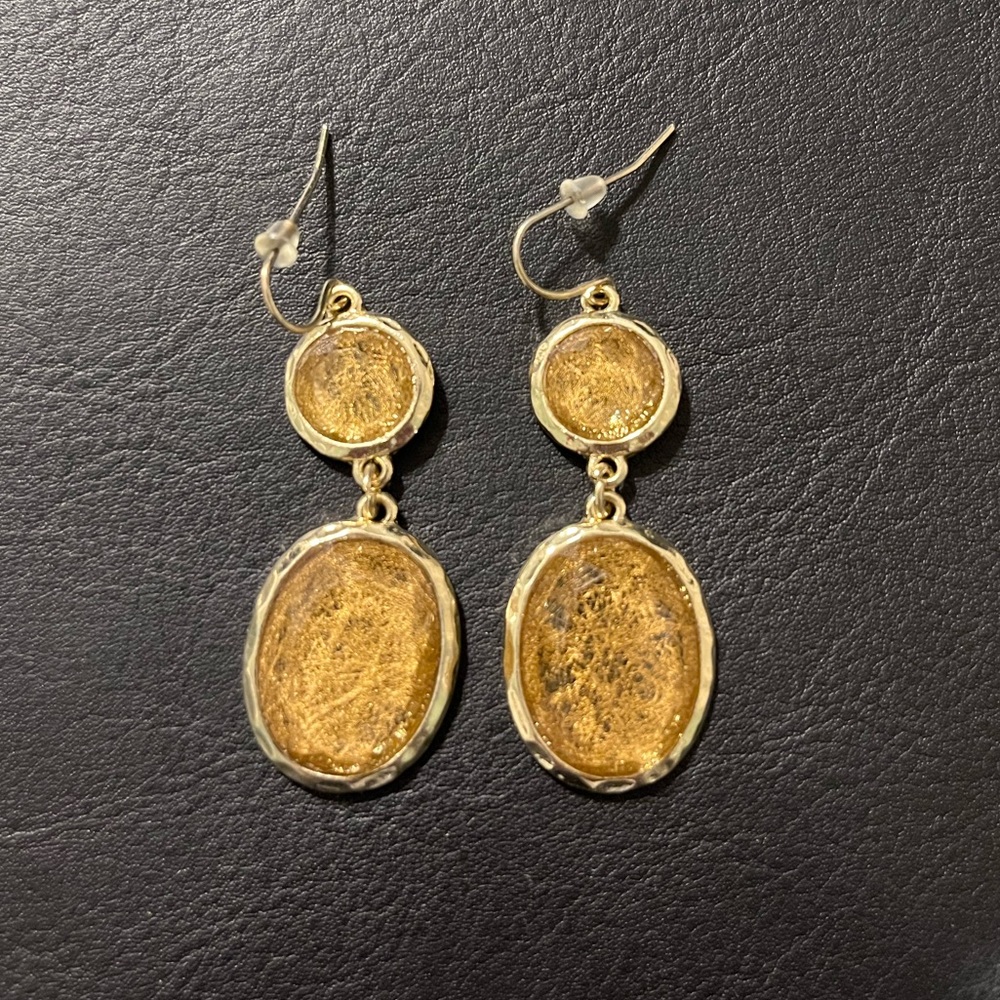 Dangly Amber Colored Earrings